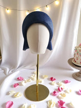 Load image into Gallery viewer, Navy Blue Headband Fascinator, with Back Bow, 10 cm wide, ridged design