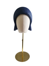 Load image into Gallery viewer, Navy Blue Headband Fascinator, with Back Bow, 10 cm wide, ridged design