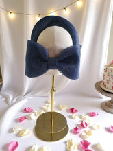 Load image into Gallery viewer, Navy Blue Headband Fascinator, with Back Bow, 10 cm wide, ridged design