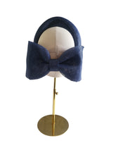 Load image into Gallery viewer, Navy Blue Headband Fascinator, with Back Bow, 10 cm wide, ridged design