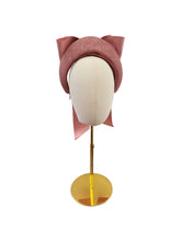Load image into Gallery viewer, Blush Pink Satin Bow Headband Fascinator, on a Sinamay Halo Base, with tails