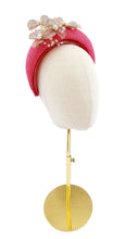 Load image into Gallery viewer, Pink Halo Fascinator Headband, with metal flower vine and Beads
