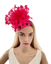 Load image into Gallery viewer, Fuchsia Pink Feather Fascinator Headband