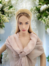 Load image into Gallery viewer, Gold Halo Style Fascinator with Ivory Dotty Veil – 6.5cm Wide