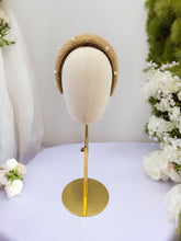 Load image into Gallery viewer, Gold Halo Style Fascinator with Ivory Dotty Veil – 6.5cm Wide