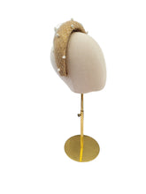 Load image into Gallery viewer, Gold Halo Style Fascinator with Ivory Dotty Veil – 6.5cm Wide