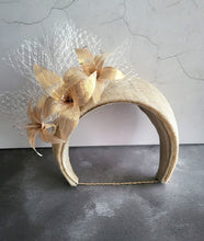 Load image into Gallery viewer, Gold Glitter Lily Fascinator Headband, 10 cm Wide,