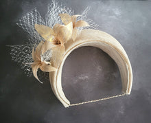 Load image into Gallery viewer, Gold Glitter Lily Fascinator Headband, 10 cm Wide,