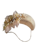 Load image into Gallery viewer, Golden Teardrop Fascinator – Elegant Pearl & Crystal Flower Detail