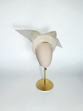 Load image into Gallery viewer, Pink Bow Headband Ivory Fascinator, on a Sinamay Halo Base, Back Bow colour options