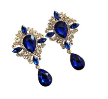 Load image into Gallery viewer, Crystal Teardrop Earrings Clip on