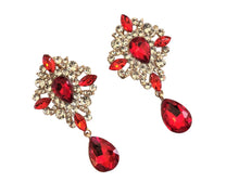 Load image into Gallery viewer, Crystal Teardrop Earrings Clip on