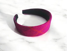 Load image into Gallery viewer, Pink Tartan Check Plain Flat Headband, Harris Tweed