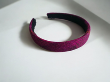 Load image into Gallery viewer, Pink Tartan Check Plain Flat Headband, Harris Tweed