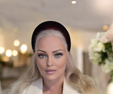 Load image into Gallery viewer, Wine Burgundy  Headband Fascinator with Separate Large Satin Back Bow, 7cms wide headband