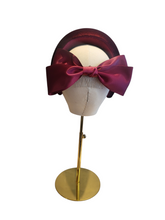 Load image into Gallery viewer, Wine Burgundy  Headband Fascinator with Separate Large Satin Back Bow, 7cms wide headband