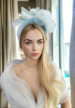Load image into Gallery viewer, Chiffon Flower Headpiece Fascinator with pearlised beads