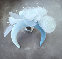 Load image into Gallery viewer, Chiffon Flower Headpiece Fascinator with pearlised beads