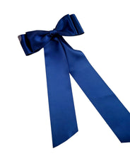 Load image into Gallery viewer, Large Satin Bow Hair Clip, Double Bow with tails
