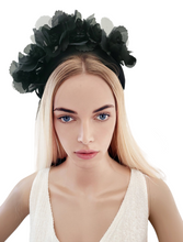 Load image into Gallery viewer, Black Silk Flower Fascinator Headpiece