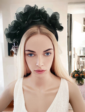 Load image into Gallery viewer, Black Silk Flower Fascinator Headpiece