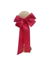 Load image into Gallery viewer, Big Pink Satin Bow Hair Clip, Fascinator,Sailor with Tails Bow 21 cms Wide,