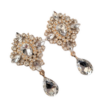 Load image into Gallery viewer, Crystal Teardrop Earrings Clip on
