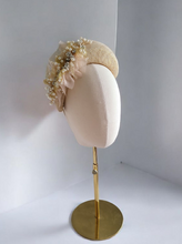 Load image into Gallery viewer, Golden Teardrop Fascinator – Elegant Pearl & Crystal Flower Detail