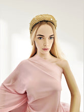 Load image into Gallery viewer, Gold Halo Style Fascinator with Ivory Dotty Veil – 6.5cm Wide