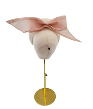 Load image into Gallery viewer, Pink Bow Headband Ivory Fascinator, on a Sinamay Halo Base, Back Bow colour options