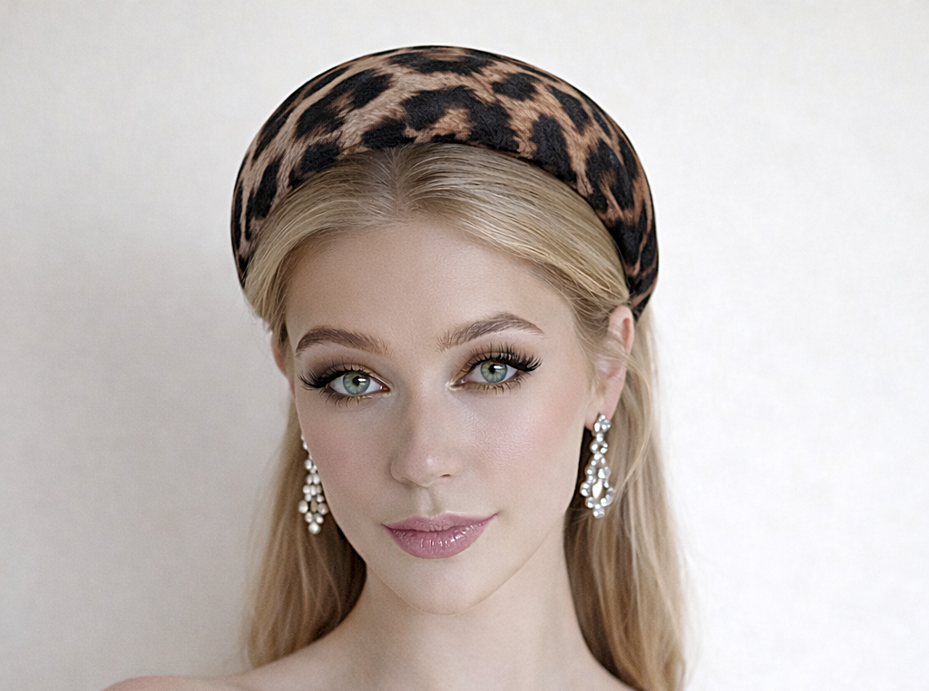 Loeffler Randall Leopard Velvet Padded Headband NWOT Marina Puffy Headband main image 4