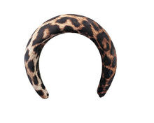 Load image into Gallery viewer, Extra Wide Padded Leopard Print Velvet Headband - 7 cm width