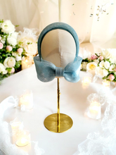 Load image into Gallery viewer, Pale Blue Bow Headband Fascinator, with Back Bow, 5.5 cms wide