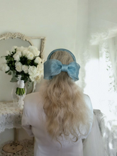 Load image into Gallery viewer, Pale Blue Bow Headband Fascinator, with Back Bow, 5.5 cms wide