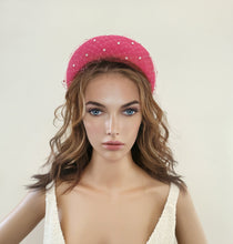 Load image into Gallery viewer, Pink Fascinator Headband, with Swarovski Crystal Veiling, 6.5 cms Wide