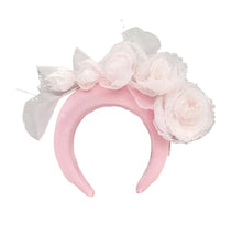 Load image into Gallery viewer, Chiffon Flower Headpiece Fascinator with pearlised beads
