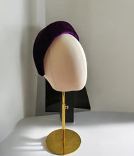 Load image into Gallery viewer, Purple Velvet Ridged Headband – Halo Crown Fascinator, 7.5cm Wide Wedding and Races Headpiece