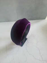 Load image into Gallery viewer, Purple Velvet Ridged Headband – Halo Crown Fascinator, 7.5cm Wide Wedding and Races Headpiece