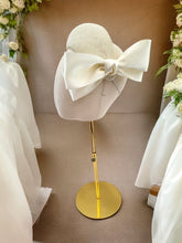 Load image into Gallery viewer, Ivory Tapered Style Fascinator, Sinamay with Satin Bow, 10 cms 4 inches wide