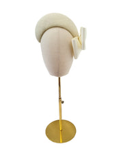Load image into Gallery viewer, Ivory Tapered Style Fascinator, Sinamay with Satin Bow, 10 cms 4 inches wide