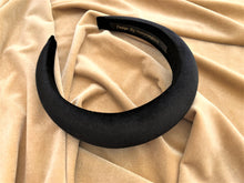 Load image into Gallery viewer, Black Velvet Padded 4 cms Wide headband