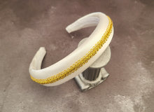 Load image into Gallery viewer, Ivory Satin Padded headband, with Gold Braid, Hair Band 2.5 cms Wide, Headpiece
