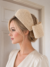 Load image into Gallery viewer, Natural Beige Fascinator Headband with Back Bow – Wedding &amp; Race Day Hat "Willow"