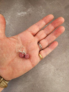 Pink Crystal Disco Ball Dangle Earrings – Shamballa Bead, Clip-On or Pierced