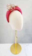 Load image into Gallery viewer, Pink Halo Fascinator Headband, with metal flower vine and Beads