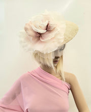 Load image into Gallery viewer, Blush Flower Fascinator, Percher Hat, Beige Saucer,