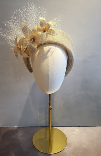 Gold Glitter Lily Fascinator Headband, 10 cm Wide,