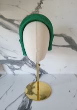 Load image into Gallery viewer, Emerald Green Fascinator Headband with  Back Bow "Cherry"