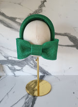 Load image into Gallery viewer, Emerald Green Fascinator Headband with  Back Bow "Cherry"
