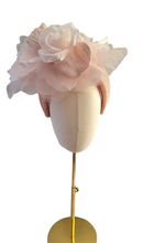 Load image into Gallery viewer, Big Pale Pink Flower Fascinator on a Sinamay Headband